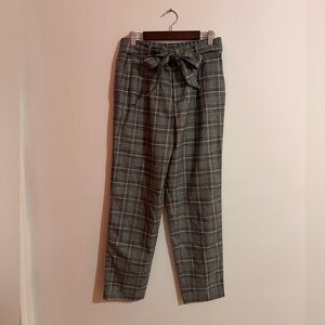 GAP Gray Plaid Elastic-Waist Pants
